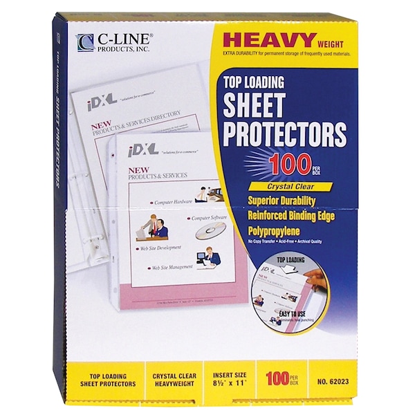 C-Line Products Heavyweight Polypropylene Sheet Protector, clear, 11 x 8 12, 100PK 62023 - main